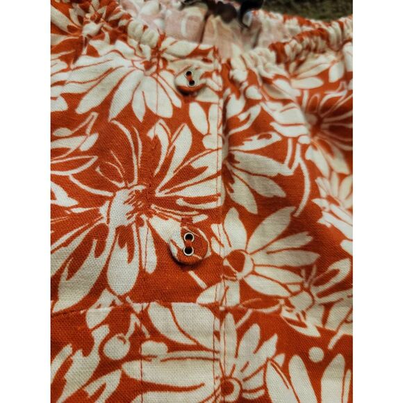 Madewell Dress Women's 0 Rust Floral Margie Mini Retro Linen Button Down - Picture 5 of 6
